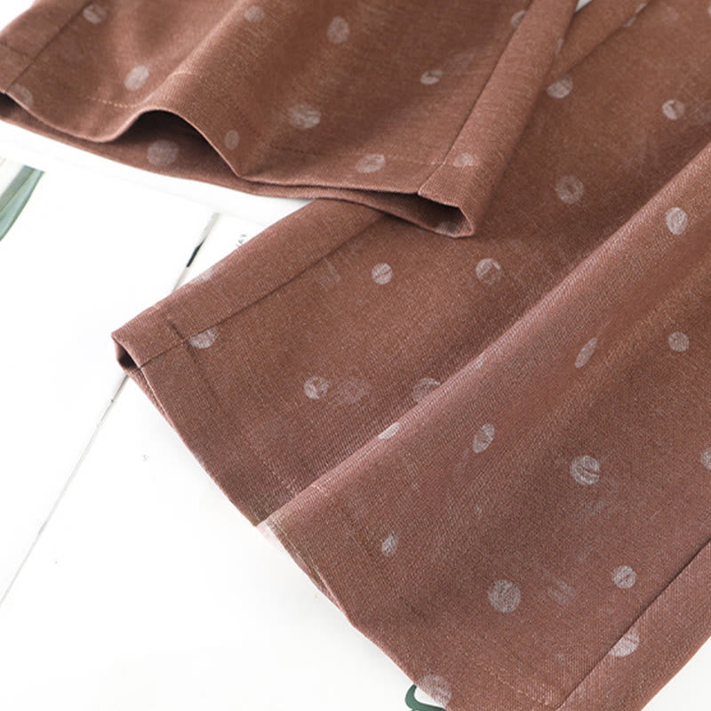 Buddha Stones Freizeithose mit weißem Punktmuster, weitem Bein und Taschen aus Polyester für Damen - image 11