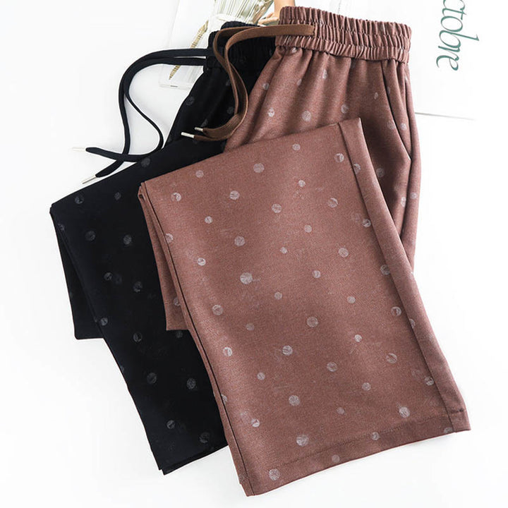 Buddha Stones Freizeithose mit weißem Punktmuster, weitem Bein und Taschen aus Polyester für Damen - image 14