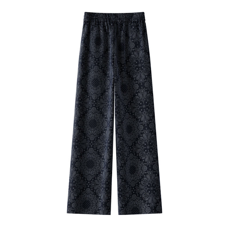 Buddha Stones Freizeithose mit Blumenmuster, weites Bein, Taschen, aus Polyester, Damen - image 1