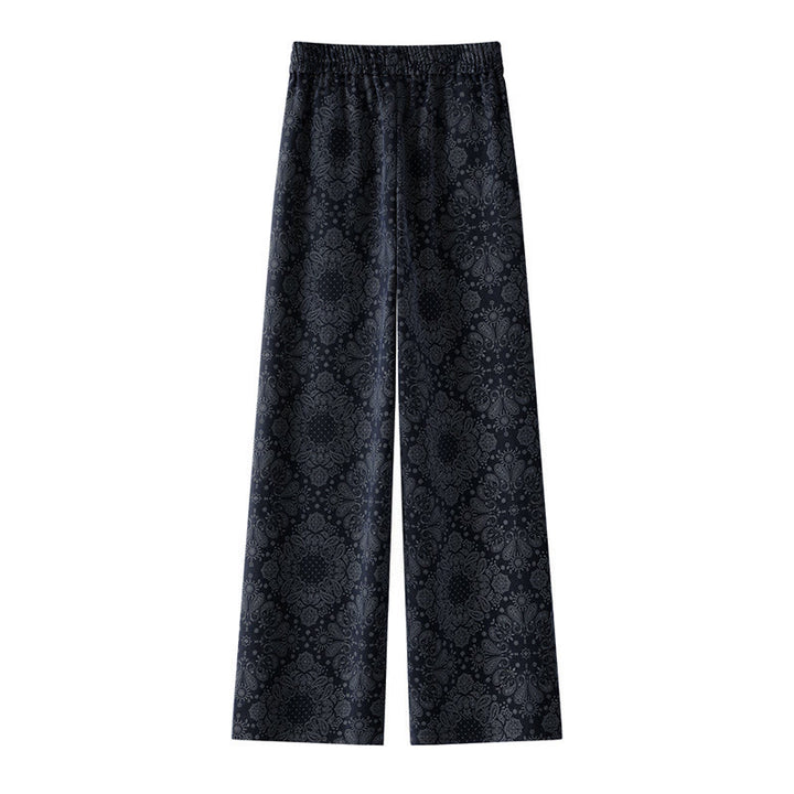 Buddha Stones Freizeithose mit Blumenmuster, weites Bein, Taschen, aus Polyester, Damen - image 1