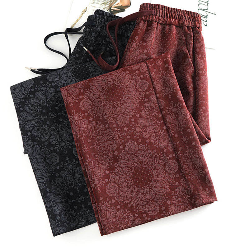Buddha Stones Freizeithose mit Blumenmuster, weites Bein, Taschen, aus Polyester, Damen - image 14