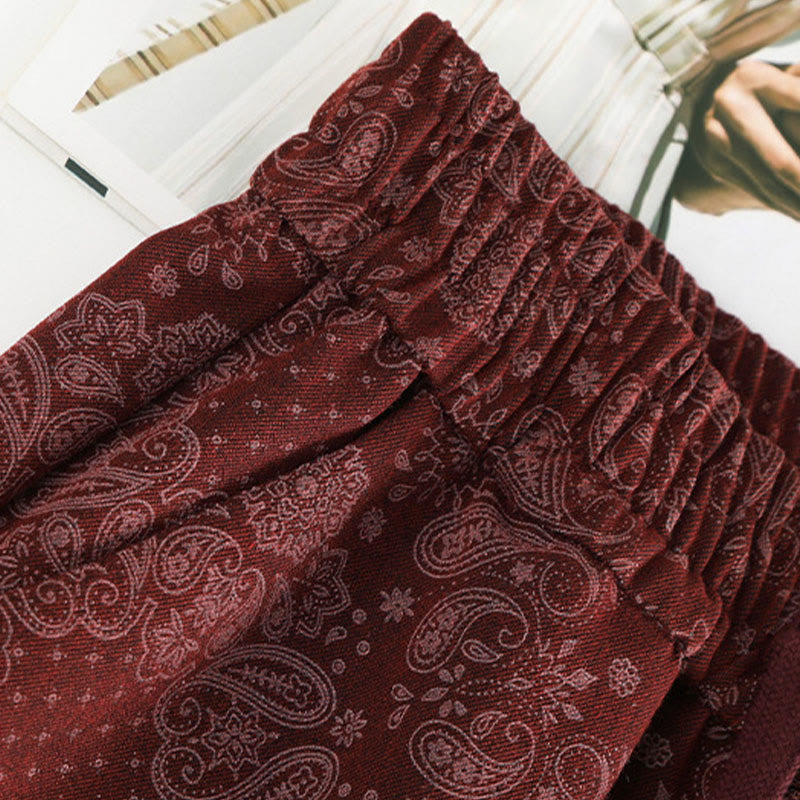 Buddha Stones Freizeithose mit Blumenmuster, weites Bein, Taschen, aus Polyester, Damen - image 9