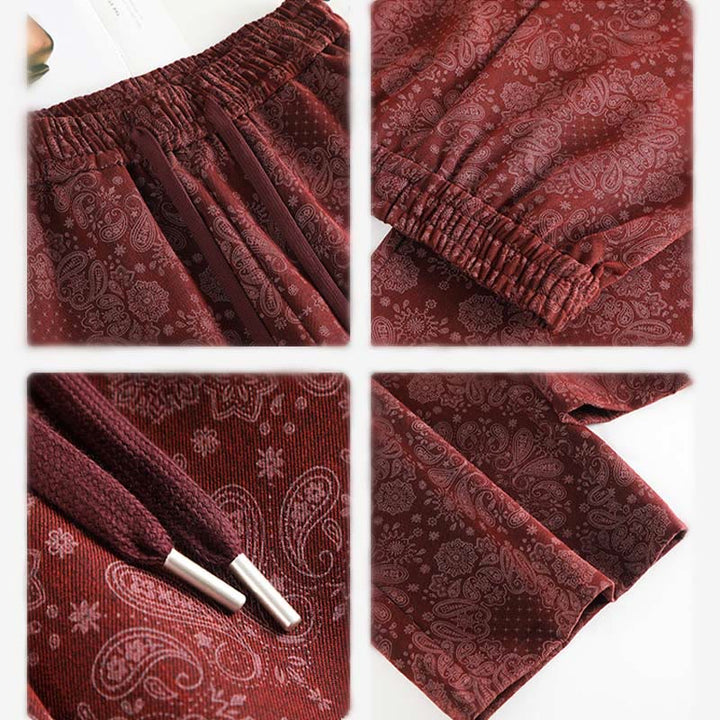 Buddha Stones Freizeithose mit Blumenmuster, weites Bein, Taschen, aus Polyester, Damen - image 12