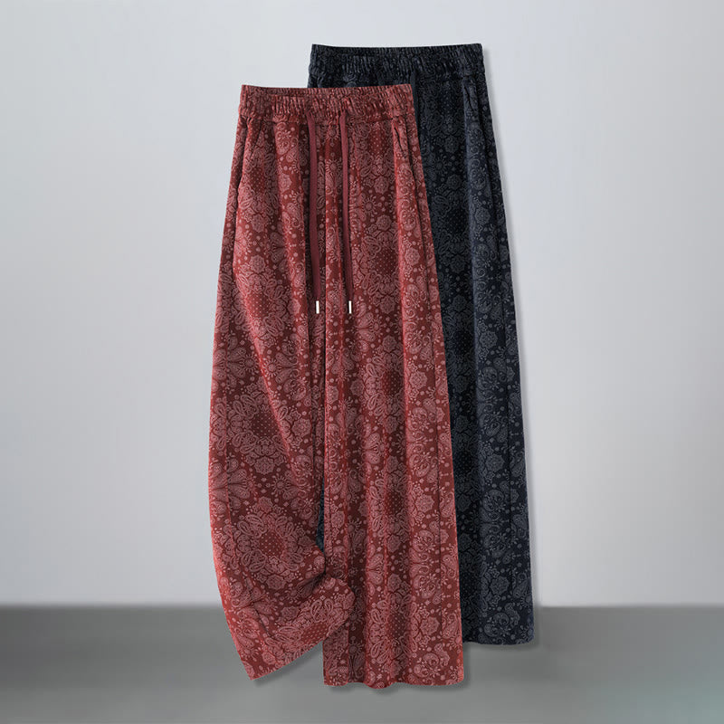 Buddha Stones Freizeithose mit Blumenmuster, weites Bein, Taschen, aus Polyester, Damen - image 13