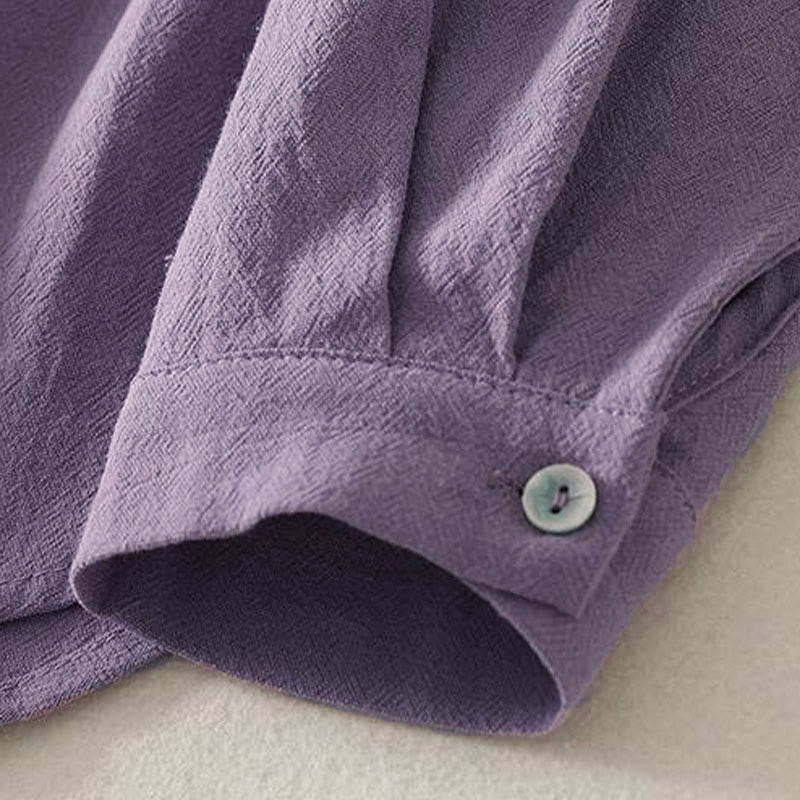 Buddha Stones Herbst-Damenhemd aus Polyester mit Rundhalsausschnitt, langen Ärmeln und Taschen - image 9