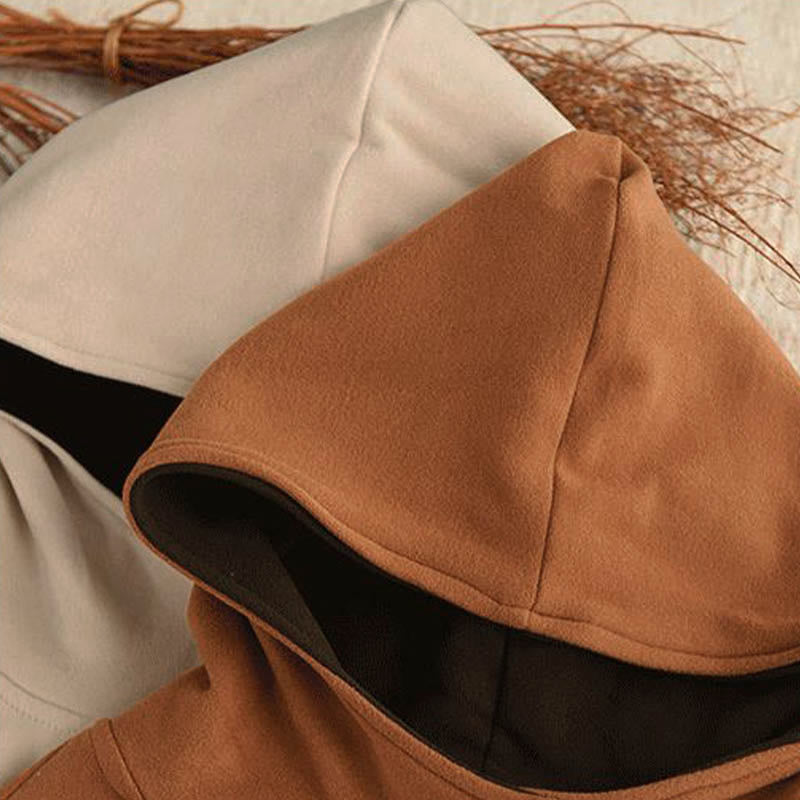 Buddha Stones Winter-Hoodie für Damen, einfarbig, aus dicker Baumwolle, langärmlig, mit Kapuze - image 18