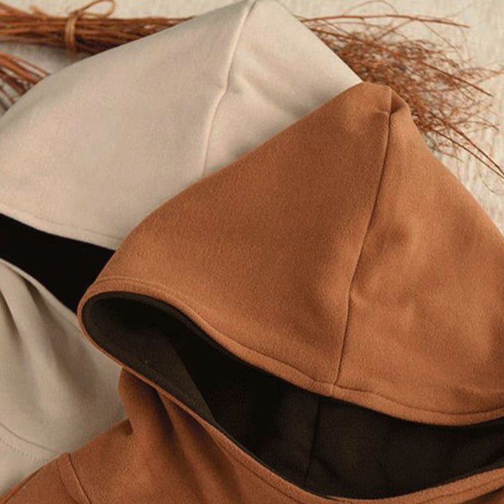 Buddha Stones Winter-Hoodie für Damen, einfarbig, aus dicker Baumwolle, langärmlig, mit Kapuze - image 18