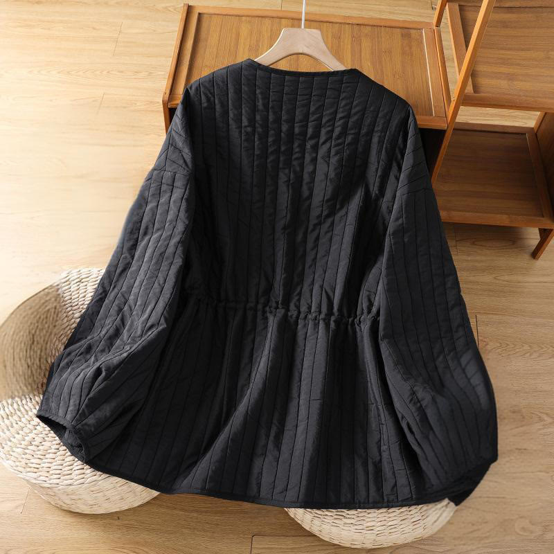 Buddha Stones Damen-Baumwolljacke mit Rundhalsausschnitt, Kordelzug, langen Ärmeln und Tasche - Schwarz - US14, UK/AU18, EU46 (2XL) - image 1