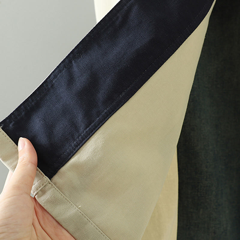 Damen-Baumwollmantel mit langen Ärmeln und Taschen, verziert mit Buddha Stones, Reversknöpfen im Patchwork-Design und Taschen - image 19