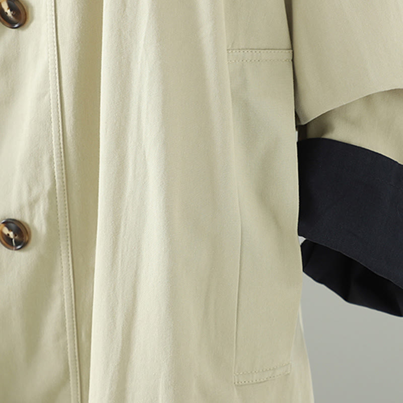 Damen-Baumwollmantel mit langen Ärmeln und Taschen, verziert mit Buddha Stones, Reversknöpfen im Patchwork-Design und Taschen - image 8