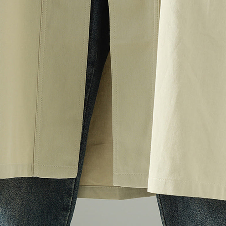 Damen-Baumwollmantel mit langen Ärmeln und Taschen, verziert mit Buddha Stones, Reversknöpfen im Patchwork-Design und Taschen - image 10