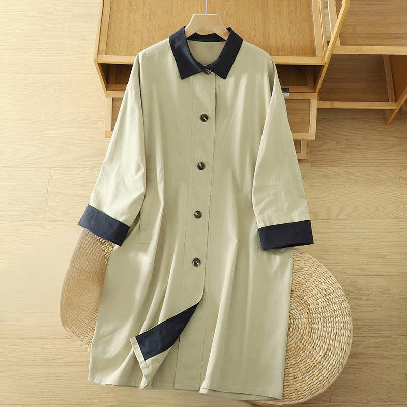 Damen-Baumwollmantel mit langen Ärmeln und Taschen, verziert mit Buddha Stones, Reversknöpfen im Patchwork-Design und Taschen - Hellgoldgelb - US12, UK/AU16, EU44 (XL) - image 1