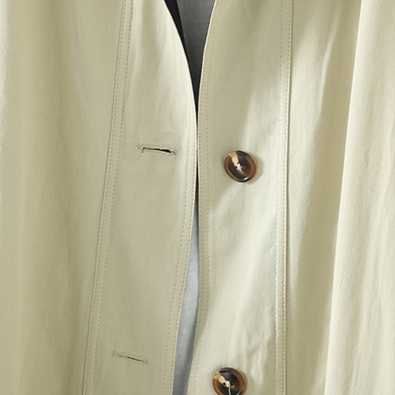 Damen-Baumwollmantel mit langen Ärmeln und Taschen, verziert mit Buddha Stones, Reversknöpfen im Patchwork-Design und Taschen - image 7