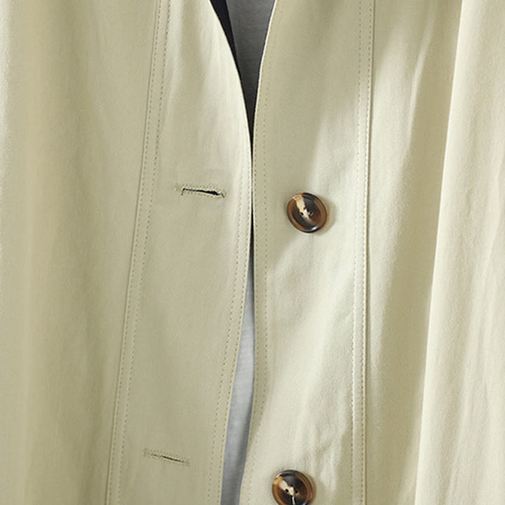 Damen-Baumwollmantel mit langen Ärmeln und Taschen, verziert mit Buddha Stones, Reversknöpfen im Patchwork-Design und Taschen - image 7