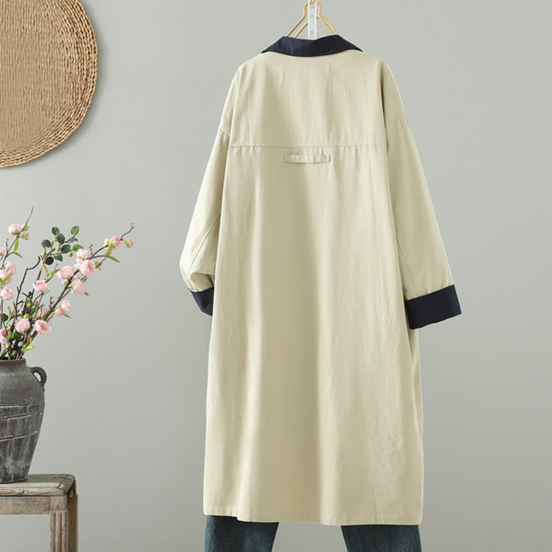 Damen-Baumwollmantel mit langen Ärmeln und Taschen, verziert mit Buddha Stones, Reversknöpfen im Patchwork-Design und Taschen - image 2