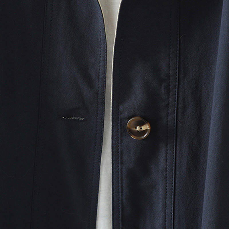 Damen-Baumwollmantel mit langen Ärmeln und Taschen, verziert mit Buddha Stones, Reversknöpfen im Patchwork-Design und Taschen - image 17