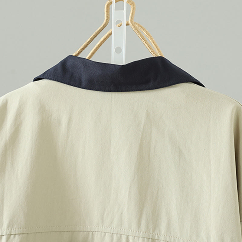 Damen-Baumwollmantel mit langen Ärmeln und Taschen, verziert mit Buddha Stones, Reversknöpfen im Patchwork-Design und Taschen - image 4