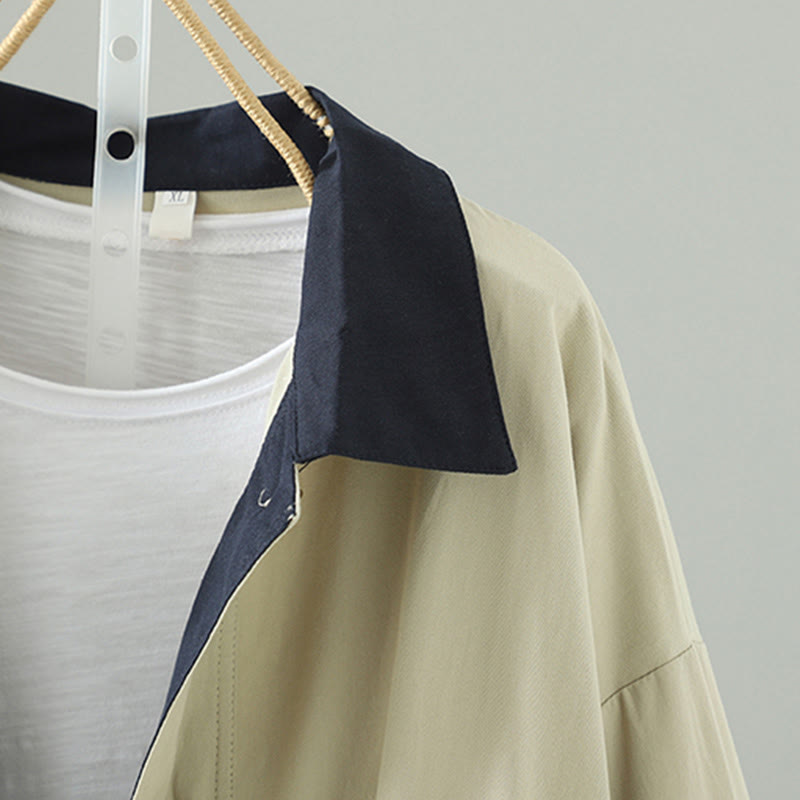 Damen-Baumwollmantel mit langen Ärmeln und Taschen, verziert mit Buddha Stones, Reversknöpfen im Patchwork-Design und Taschen - image 5