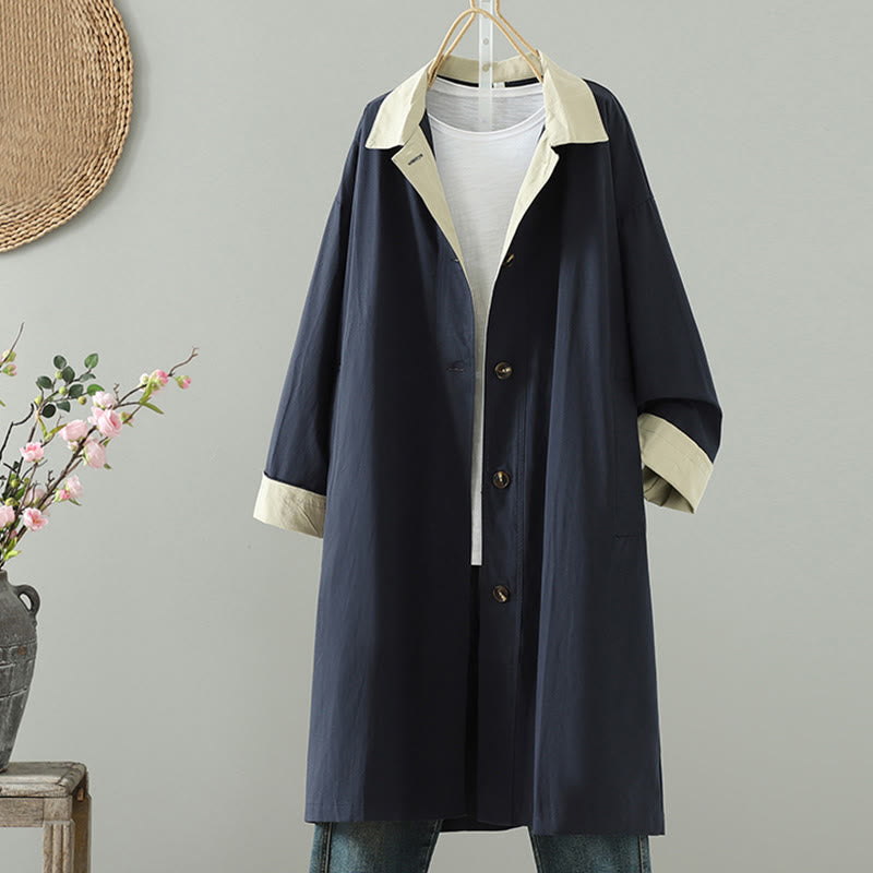 Damen-Baumwollmantel mit langen Ärmeln und Taschen, verziert mit Buddha Stones, Reversknöpfen im Patchwork-Design und Taschen - image 12