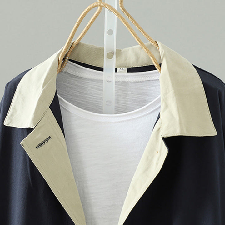 Damen-Baumwollmantel mit langen Ärmeln und Taschen, verziert mit Buddha Stones, Reversknöpfen im Patchwork-Design und Taschen - image 14