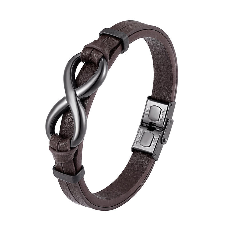 Buddha Stones Infinitely Design Titanstahl einlagiges Leder Balance-Armband - Braun (Handgelenkumfang: 18-22 cm) - image 7