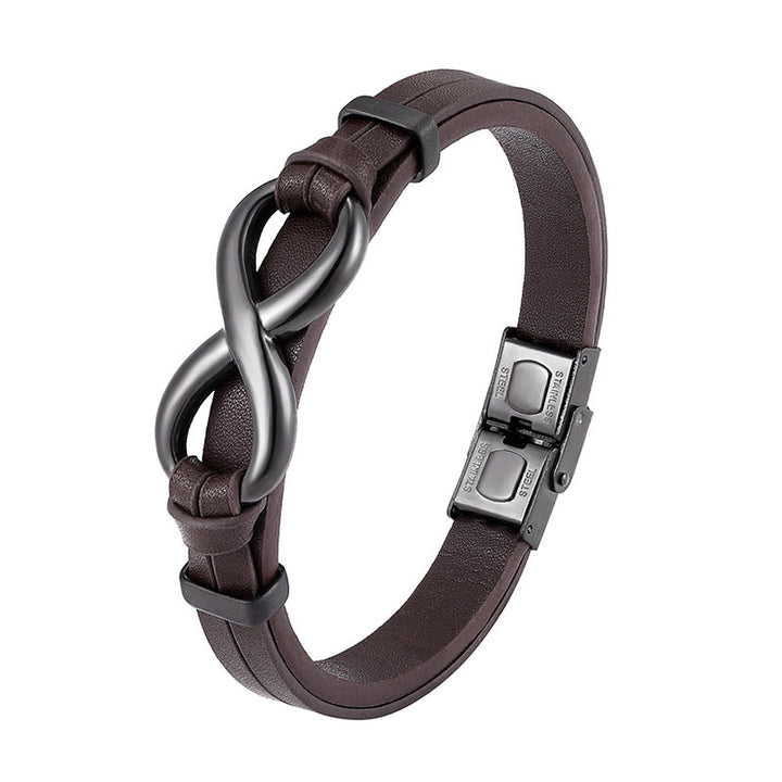Buddha Stones Infinitely Design Titanstahl einlagiges Leder Balance-Armband - Braun (Handgelenkumfang: 18-22 cm) - image 7