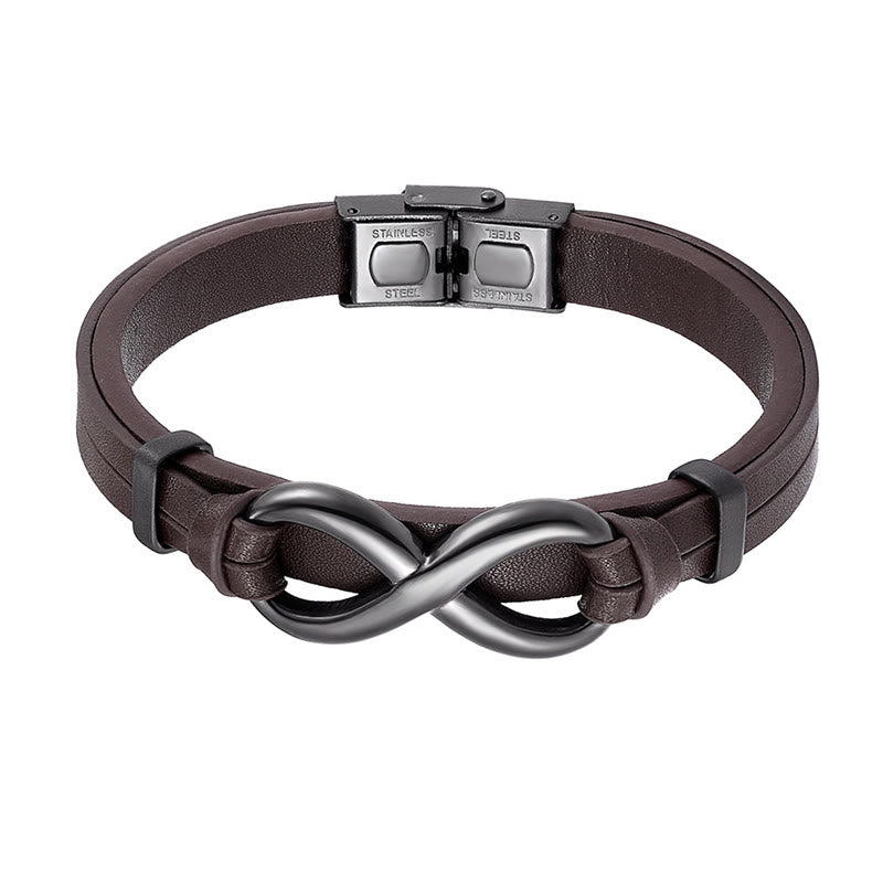 Buddha Stones Infinitely Design Titanstahl einlagiges Leder Balance-Armband - image 8