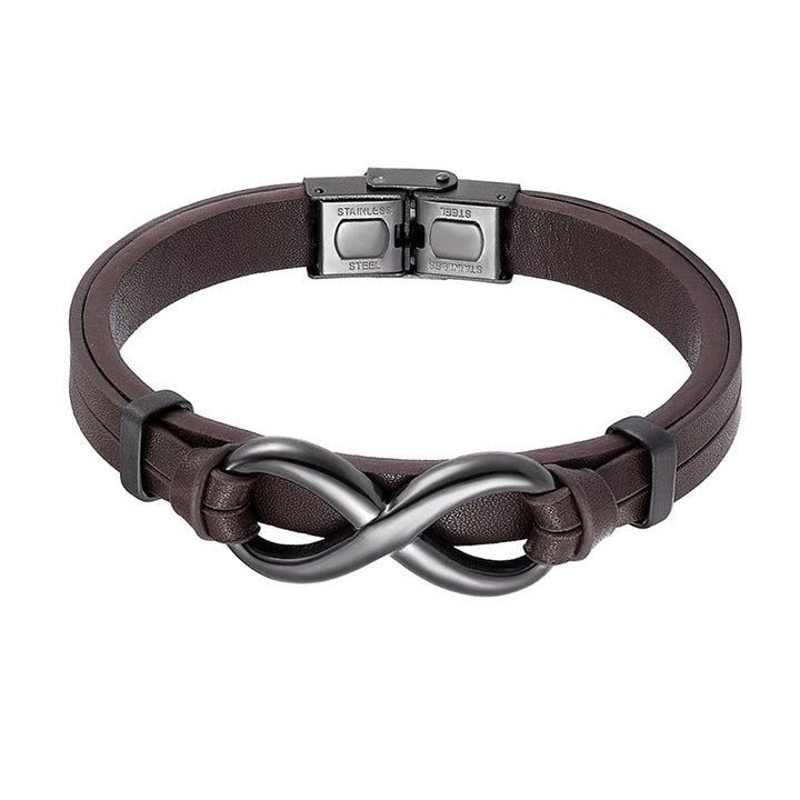 Buddha Stones Infinitely Design Titanstahl einlagiges Leder Balance-Armband - image 8