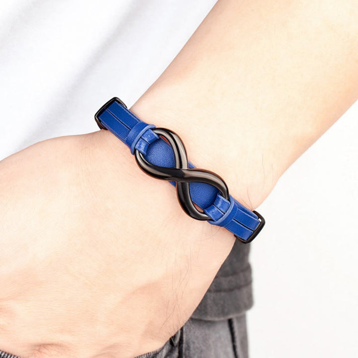 Buddha Stones, unendliches Design, Titanstahl, mehrfarbiges Leder, verstärktes Armband - image 13