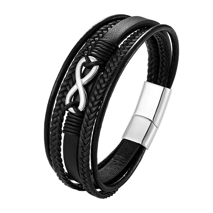 Buddha Stones, farbenfrohes, unendlich langes Armband aus Titanstahl und mehrlagigem Leder - Silber (Handgelenkumfang: 18-22 cm) - image 5