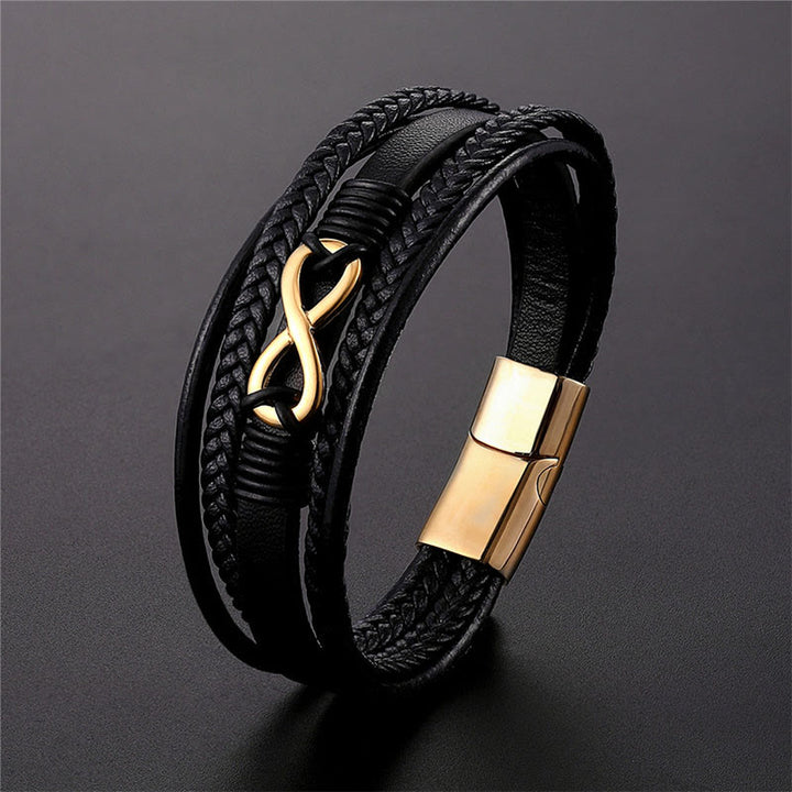 Buddha Stones, farbenfrohes, unendlich langes Armband aus Titanstahl und mehrlagigem Leder - image 1