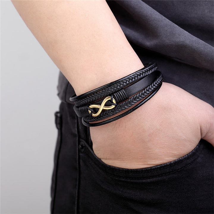 Buddha Stones, farbenfrohes, unendlich langes Armband aus Titanstahl und mehrlagigem Leder - image 2