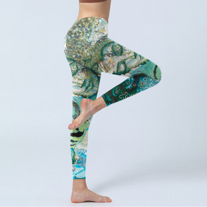 Leggings mit Buddha Stones, Om-Symbol, menschlicher Figur, Pfauen- und Lotusmuster, Damen-Yogahosen - image 4
