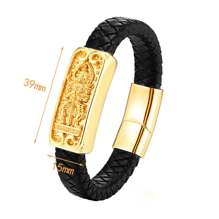 Buddha Stones, Buddha-Symbol, Titanstahl, Leder, verstärktes Armband - image 2