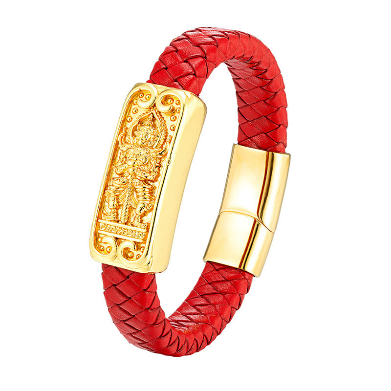 Buddha Stones, Buddha-Symbol, Titanstahl, Leder, verstärktes Armband - Rot (Handgelenkumfang: 18-22 cm) - image 6