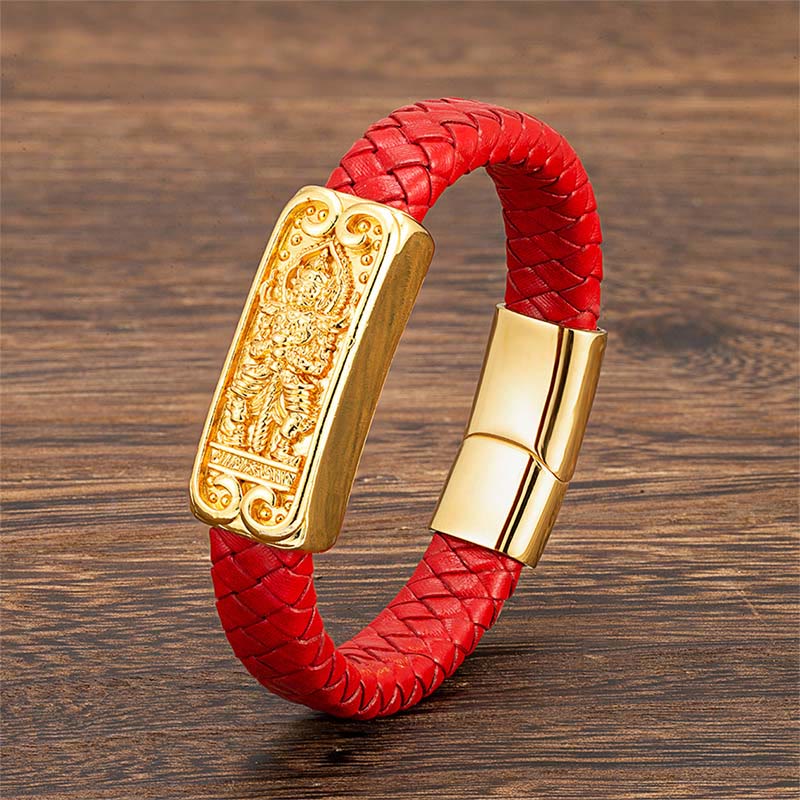 Buddha Stones, Buddha-Symbol, Titanstahl, Leder, verstärktes Armband - image 7