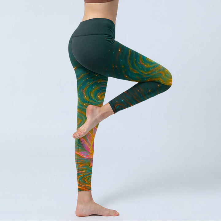 Leggings mit Buddha Stones Motiv, wunderschönem Lotus-Wasserwellenmuster, Yogahose für Damen - image 4