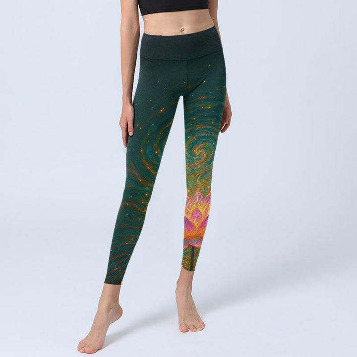 Leggings mit Buddha Stones Motiv, wunderschönem Lotus-Wasserwellenmuster, Yogahose für Damen - image 5