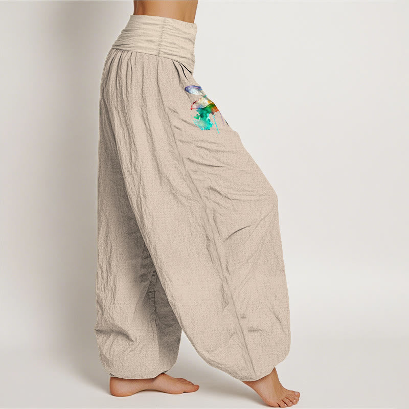 Buddha Stones Damen-Haremshose aus reiner Baumwolle mit traumhaftem Libellenmuster und elastischem Bund - image 13