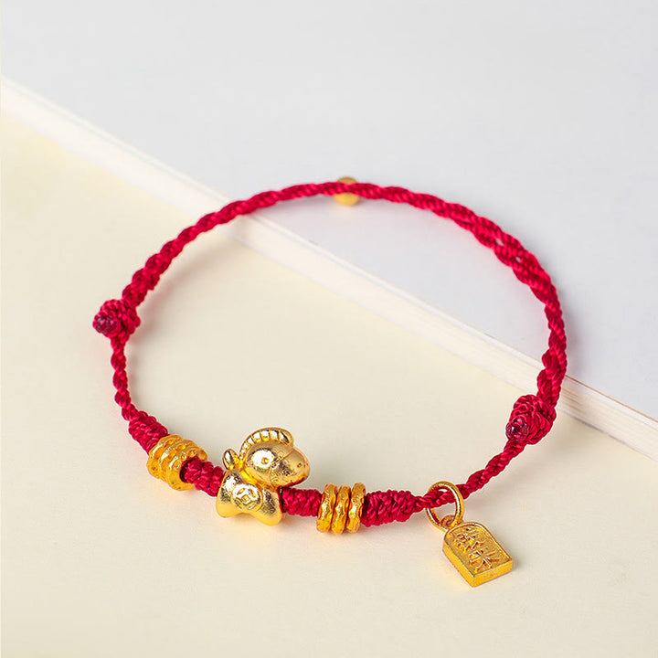 Buddha Stones ​​– Jahr des Pferdes – Erfolg und Stärke – Geflochtenes Armband, verstellbar - Rotes Band (Handgelenkumfang: 14-19 cm) - image 0