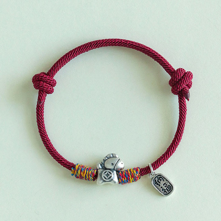 Buddha Stones, 999 Sterling Silber, Jahr des Pferdes, Fu-Zeichen, Glücksbringer-Armband - image 2