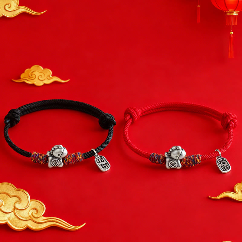 Buddha Stones, 999 Sterling Silber, Jahr des Pferdes, Fu-Zeichen, Glücksbringer-Armband - image 17