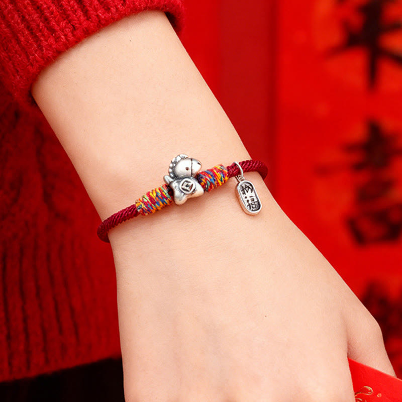 Buddha Stones, 999 Sterling Silber, Jahr des Pferdes, Fu-Zeichen, Glücksbringer-Armband - image 3