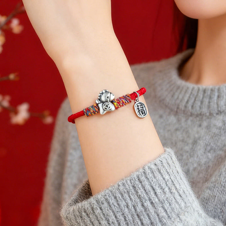 Buddha Stones, 999 Sterling Silber, Jahr des Pferdes, Fu-Zeichen, Glücksbringer-Armband - image 12