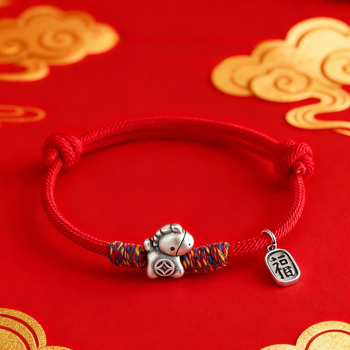 Buddha Stones, 999 Sterling Silber, Jahr des Pferdes, Fu-Zeichen, Glücksbringer-Armband - image 10
