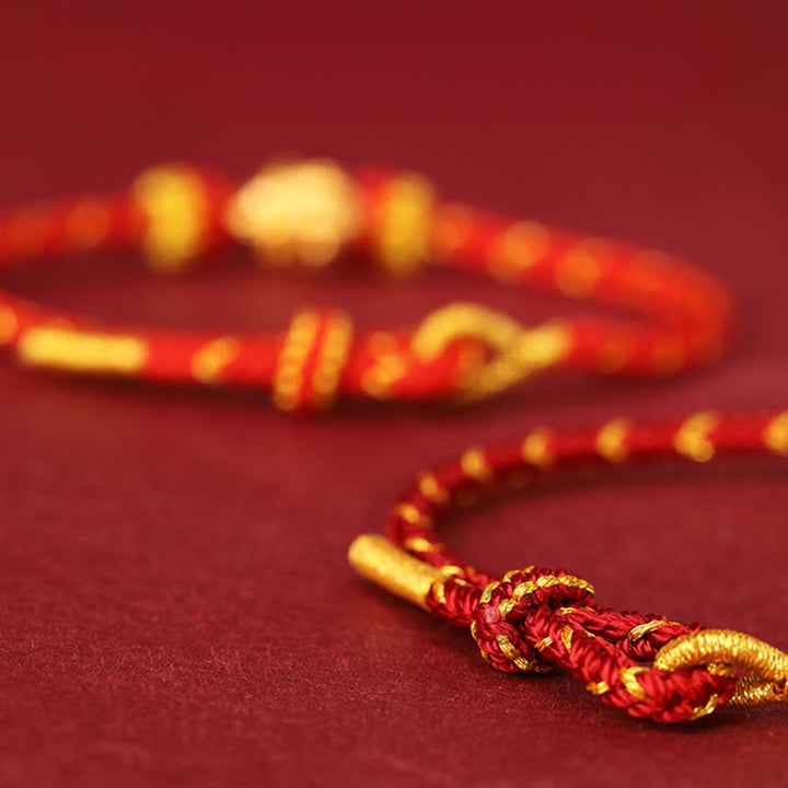 Buddha Stones, 999er Gold, Jahr des Pferdes, geflochtenes Seil, Glücksarmband, verstellbar - image 3