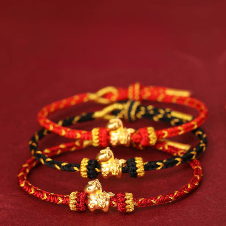 Buddha Stones, 999er Gold, Jahr des Pferdes, geflochtenes Seil, Glücksarmband, verstellbar - image 22