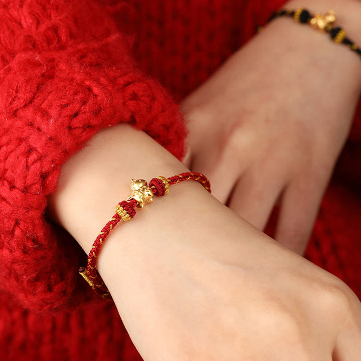 Buddha Stones, 999er Gold, Jahr des Pferdes, geflochtenes Seil, Glücksarmband, verstellbar - image 20