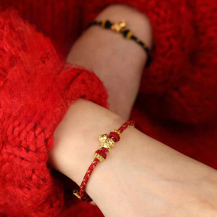 Buddha Stones, 999er Gold, Jahr des Pferdes, geflochtenes Seil, Glücksarmband, verstellbar - image 19