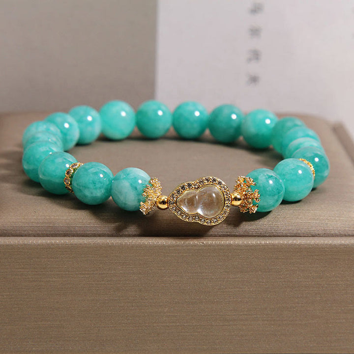 Armband aus Buddha Stones im Kürbis-Design mit Amazonit-Heilsteinperlen für mehr Selbstvertrauen - image 2